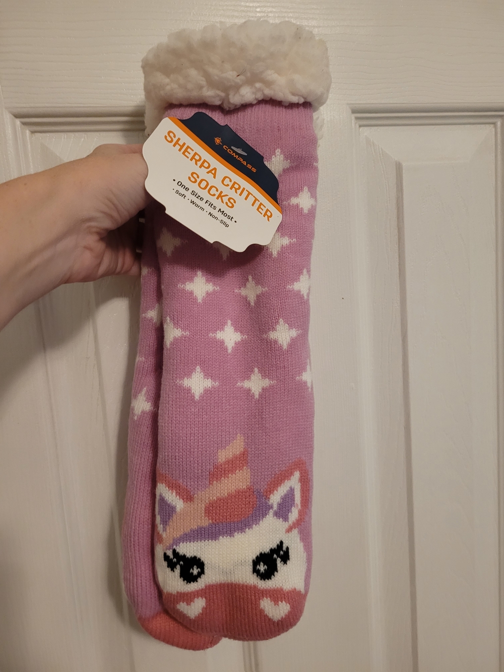 Sherpa Critter Pink Unicorn Sherpa Socks